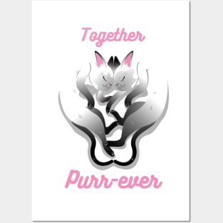 Together Purrever - Two Cats in love - Valentines Cats Posters and Art